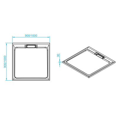 Каменный душевой поддон квадратный RGW STA-01W Белый  900x900 фото в интернет-магазине Русалия