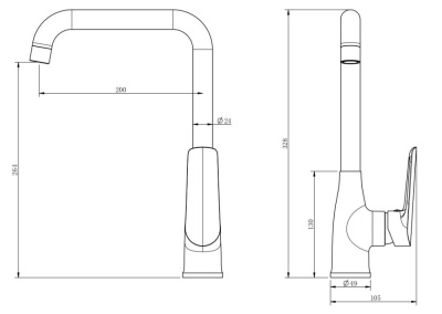 Смеситель для кухни ESKO "Lagos Black" (LG06B) фото в интернет-магазине Русалия