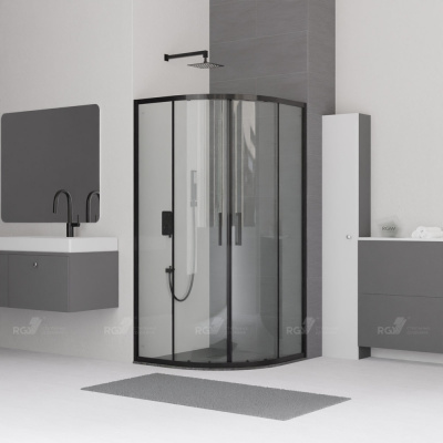 Душевой уголок 80х80 полукруг CL-53-B черный профиль RGW фото в интернет-магазине Русалия