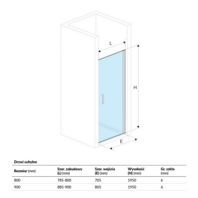 Душевая дверь EXCELLENT Mazo 80 см (хром) фото в интернет-магазине Русалия