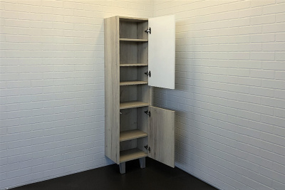 COMFORTY. Шкаф-колонна "Клеон-40" белый/дуб дымчатый фото в интернет-магазине Русалия