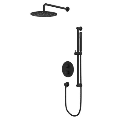 Термостатическая душевая система скрытого монтажа WHITECROSS Y YSET09BL (черный мат) фото в интернет-магазине Русалия