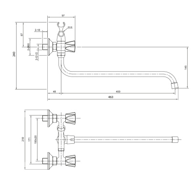 Смеситель OLIVE'S для ванны с длинным изливом CATALONA (23241CT) фото в интернет-магазине Русалия