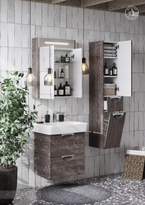 Зеркальный шкаф AQUATON Сильва 60 дуб макиато 1A216202SIW50 фото в интернет-магазине Русалия