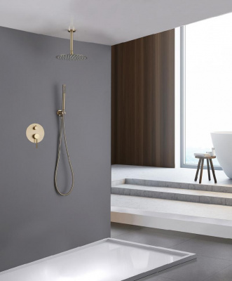 Душевая система ABBER Emotion AF8821G скрытого монтажа без излива, золото матовое фото в интернет-магазине Русалия