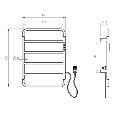 Полотенцесушитель электрический WONZON & WOGHAND WISMAR, Темный графит (WW-AL201-GM) фото в интернет-магазине Русалия