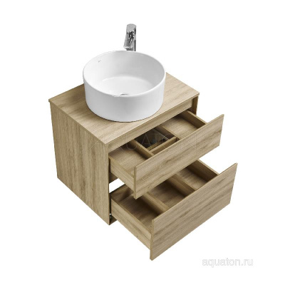Тумба под раковину AQUATON Либерти 60 2 ящика, дуб эльвезия 1A279401LYC70 фото в интернет-магазине Русалия