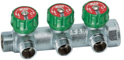 Регулирующий коллектор ВР-НР 3/4 с 3 отводами 1/2 FK 3822 3412 FAR фото в интернет-магазине Русалия