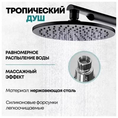 Душевая система встраиваемая (без излива) Grocenberg GB5090BL, черный фото в интернет-магазине Русалия