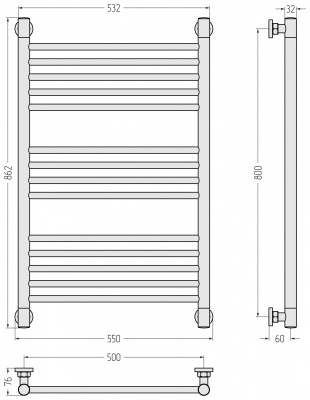 Водяной полотенцесушитель Богема+ прямой 80х50 00-0220-8050 Сунержа фото в интернет-магазине Русалия