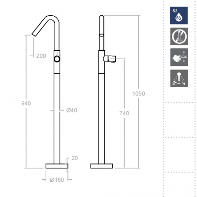Напольный однорычажый смеситель для раковины тотем TZAR 347602S Ramon Soler фото в интернет-магазине Русалия