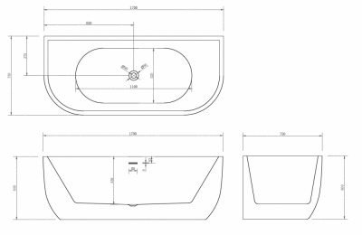 Акриловая ванна ABBER AB9316 170х75х60 см фото в интернет-магазине Русалия