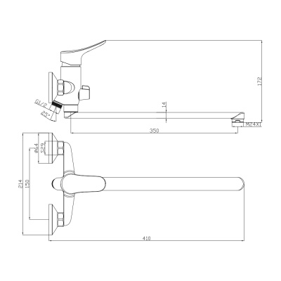 Смеситель OLIVE'S для ванны с длинным изливом ARRIBA (09221AR) фото в интернет-магазине Русалия
