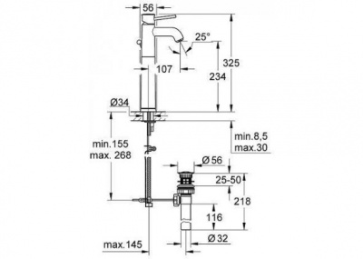 Смеситель для раковины высокий BauClassic 32868000 Grohe фото в интернет-магазине Русалия