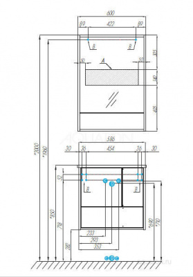 Зеркальный шкаф AQUATON Ривьера 60 белый матовый 1A238902RVX20 фото в интернет-магазине Русалия