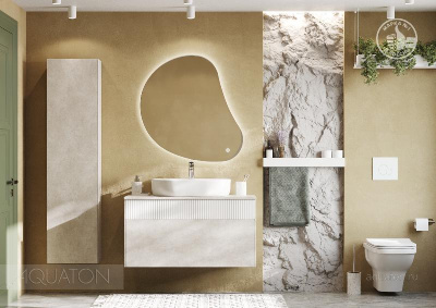 Тумба под раковину AQUATON Марбл 100 слэйт, белый матовый 1A276301MH4C0 фото в интернет-магазине Русалия