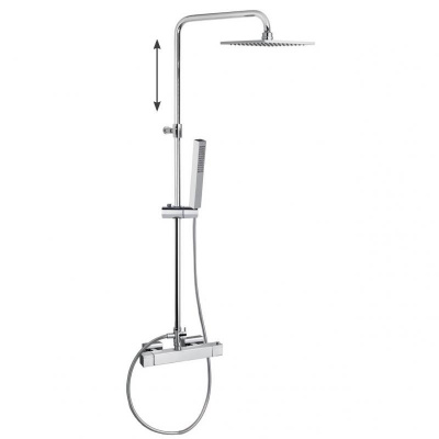 Душевая термостатическая система наружнего монтажа с телескопическим тропическим душем и душевым комплектом KUATRO 4754RK250 Ramon Soler фото в интернет-магазине Русалия
