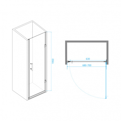 Распашная дверь для душа 70 PA-06B черная серия RGW фото в интернет-магазине Русалия