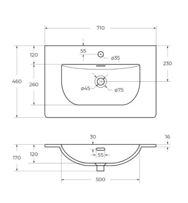Керамическая раковина BB-8099-70, 710x460x170 Belbagno фото в интернет-магазине Русалия