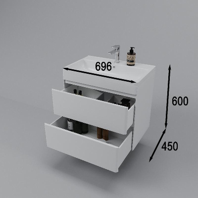 Тумба подвесная "Атлантика 70", Люкс антискрейч, PLUS + Умывальник Атлантик 70 фото в интернет-магазине Русалия