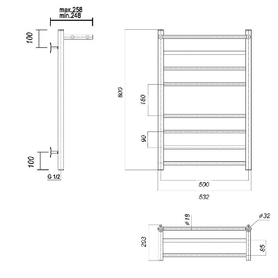 Водяной полотенцесушитель Медея сп П8 500х800, хром Domoterm фото в интернет-магазине Русалия