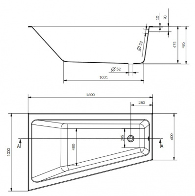 Ванна акриловая Crea 160х100 левая WA-CREA*160-L Cersanit фото в интернет-магазине Русалия