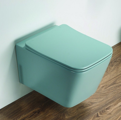 Унитаз подвесной с сиденьем микролифт 5170MLG зеленый матовый CeramaLux фото в интернет-магазине Русалия