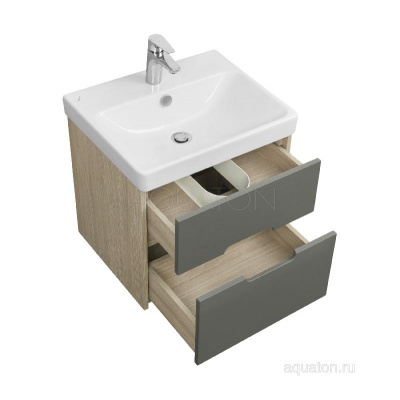 Тумба под раковину AQUATON Оливия 55 грей, дуб ойстер 1A254201OLUG0 фото в интернет-магазине Русалия