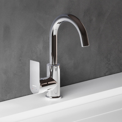 470220000 Apollo Смеситель для умывальника с поворотным изливов, хром Damixa фото в интернет-магазине Русалия