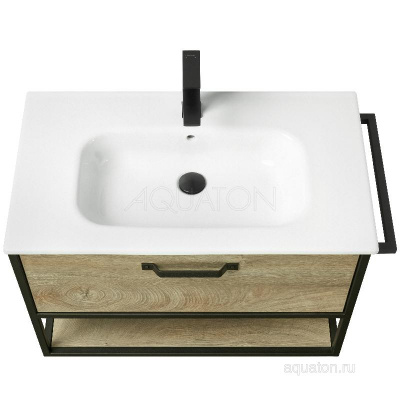 Тумба под раковину AQUATON Лофт Фабрик 80 дуб эндгрейн 1A242401LTDU0 фото в интернет-магазине Русалия