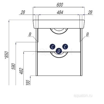 Тумба под раковину AQUATON Сильва 60 дуб полярный 1A211801SIW70 фото в интернет-магазине Русалия