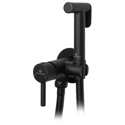 Гигиенический душ со смесителем встраиваемый Grocenberg GB001BL, черный фото в интернет-магазине Русалия