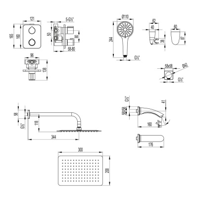 Душевая система Lemark Bronx встраиваемая (LM3742BL) фото в интернет-магазине Русалия