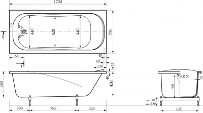Ванна из искусственного камня Olivia 170х75 GreenStone фото в интернет-магазине Русалия