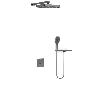 Душевой комплект VSFW-321MT1RGM встраиваемый, термостат, двухрежимный, вороненая сталь Vincea фото в интернет-магазине Русалия