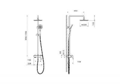 Душевая система AQUATEK, матовый черный AQ2140MB БЕТТА фото в интернет-магазине Русалия