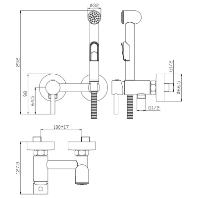 Смеситель гигиенический душ Rossinka X (X25-52) фото в интернет-магазине Русалия Смеситель гигиенический душ Rossinka X (X25-52) фото в интернет-магазине Русалия