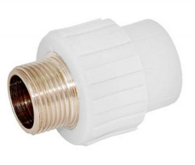 Муфта прямая 32-1" НР, белый полипропилен Millennium фото в интернет-магазине Русалия