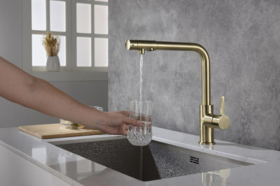 Смеситель для кухонной мойки Timo Hette (1026/02F antique) фото в интернет-магазине Русалия