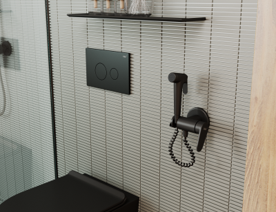 Смеситель с гигиеническим душем встраиваемый черный матовый (DA1394585) фото в интернет-магазине Русалия