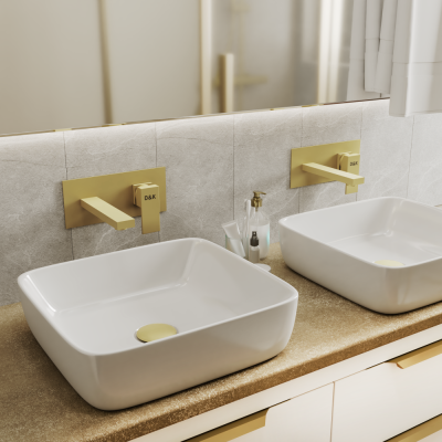 Смеситель для раковины DK встраиваемый настенный матовое золото Bayern.Liszt (DA1514407) фото в интернет-магазине Русалия