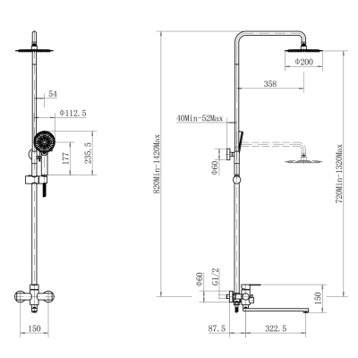 Душевая система FASHUN с тропическим и ручным душем (A52401C) фото в интернет-магазине Русалия