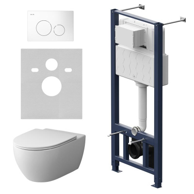 IS49001.111700 Комплект инсталляция с клав Pro L белый с подвесным унитазом Awe FlashClean с сид м/л фото в интернет-магазине Русалия