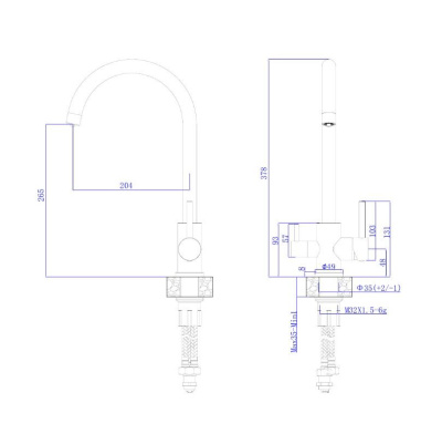 Смеситель для кухонной мойки с фильтром RUSH графит (SUS9035-37Grey) фото в интернет-магазине Русалия