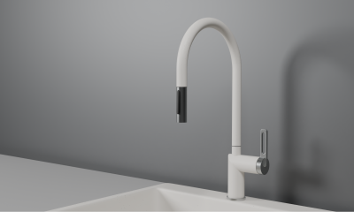 Смеситель для кухни GRANULA с выдвижным изливом (8172, АРКТИК (БЕЛЫЙ)) фото в интернет-магазине Русалия