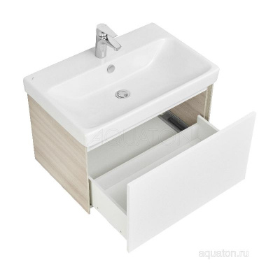 Тумба под раковину AQUATON Асти 70 белый глянец, ясень шимо 1A263001AXD70 фото в интернет-магазине Русалия