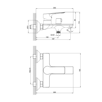 Смеситель для ванны и душа Rossinka (RS27-30) фото в интернет-магазине Русалия