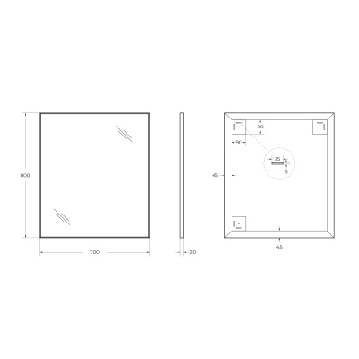 Зеркало в алюминиевой раме SPC-AL-700-800, 700x20x800 BelBagno фото в интернет-магазине Русалия