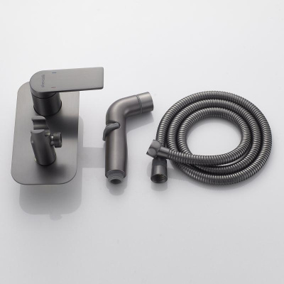 Гигиенический душ со смесителем Shevanik S4105T, оружейная сталь фото в интернет-магазине Русалия