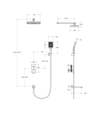 Душевой комплект встраиваемый с изливом  DUE-VDSET-CRM  Belbagno фото в интернет-магазине Русалия